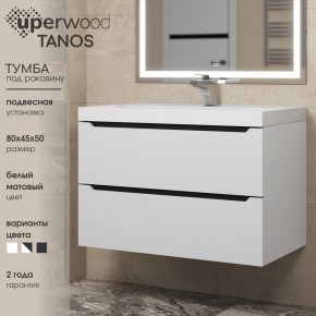 Тумба под раковину Uperwood Tanos 80 см, подвесная, белая/графит в Кудымкаре - kudymkar.mebel24.online | фото 3
