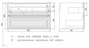Тумба под раковину Uperwood Tanos 80 см, подвесная, белая/графит в Кудымкаре - kudymkar.mebel24.online | фото 7