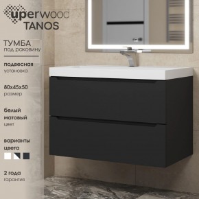 Тумба под раковину Uperwood Tanos 80 см, подвесная, черная матовая в Кудымкаре - kudymkar.mebel24.online | фото 3