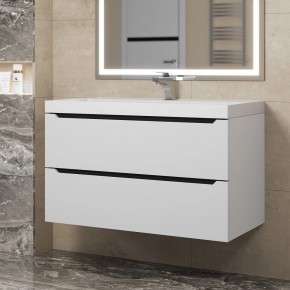 Тумба под раковину Uperwood Tanos 90 см, подвесная, белая/графит в Кудымкаре - kudymkar.mebel24.online | фото