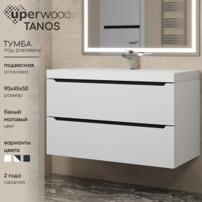 Тумба под раковину Uperwood Tanos 90 см, подвесная, белая/графит в Кудымкаре - kudymkar.mebel24.online | фото 3