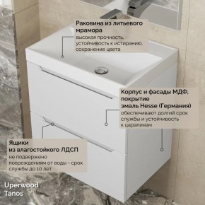 Тумба с раковиной Uperwood Tanos 50 см, подвесная, белая матовая в Кудымкаре - kudymkar.mebel24.online | фото 6